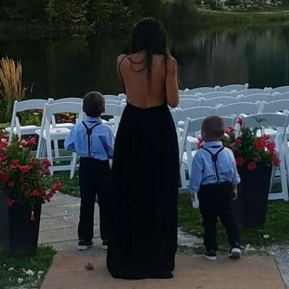 Lace front, backless black dress - Picture 2 of 3